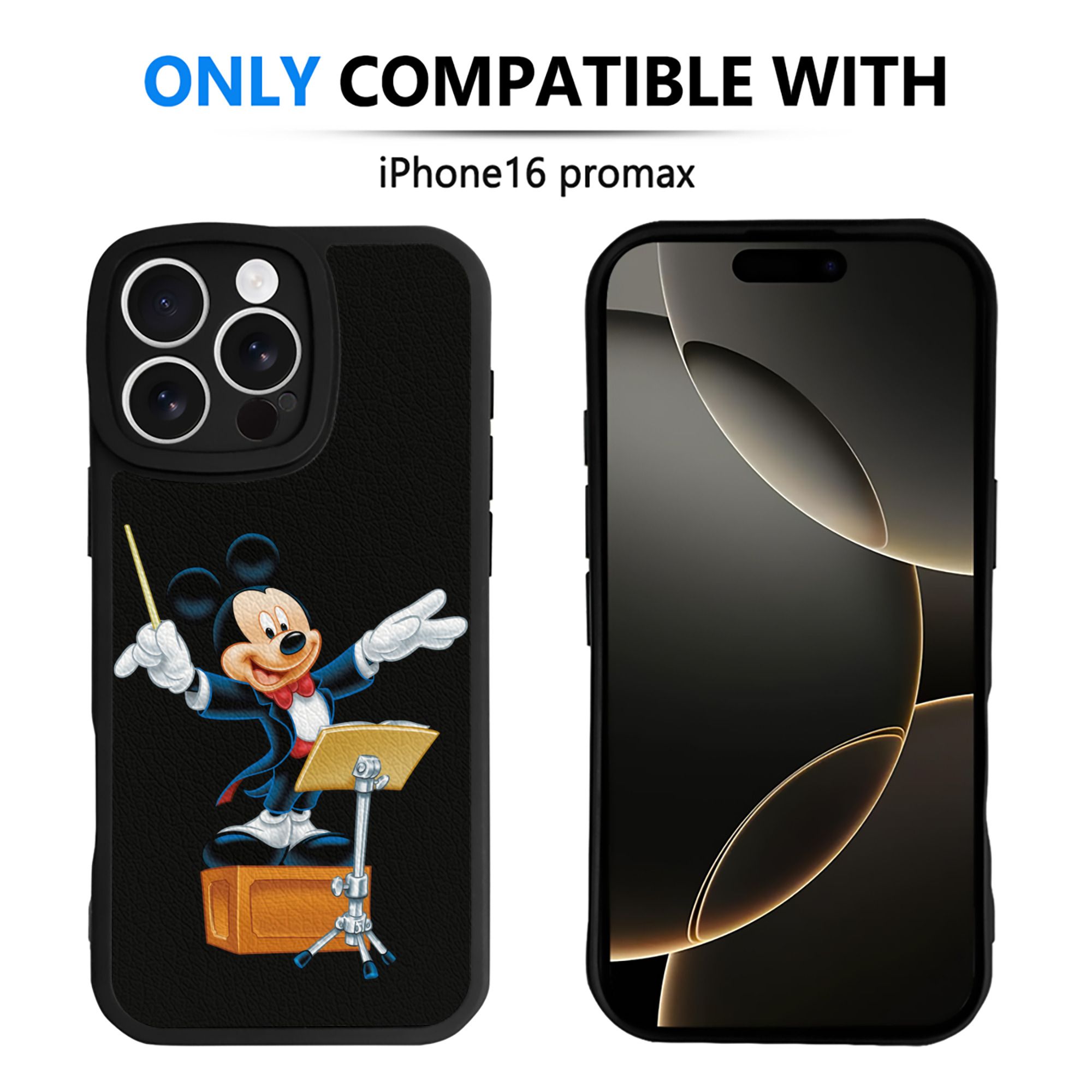 （画像用） ミッキーマウス Mickey Mouse 【iPhone 16シリーズ対応】シリコンスマホケース（レザー調） 材質：シリコン